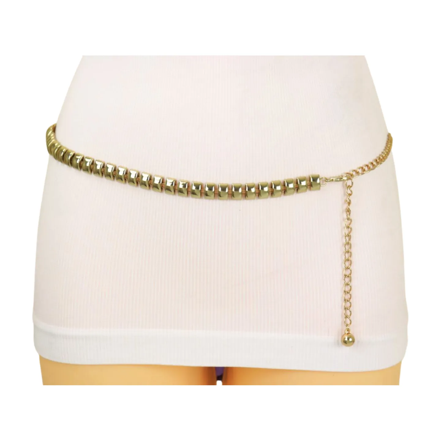 Gold Metal Chain Belt Square Charm S M