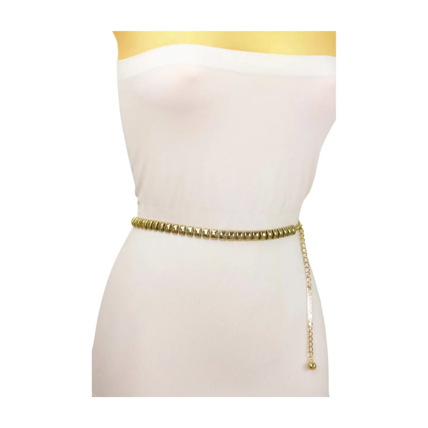 Gold Metal Chain Belt Square Charm S M