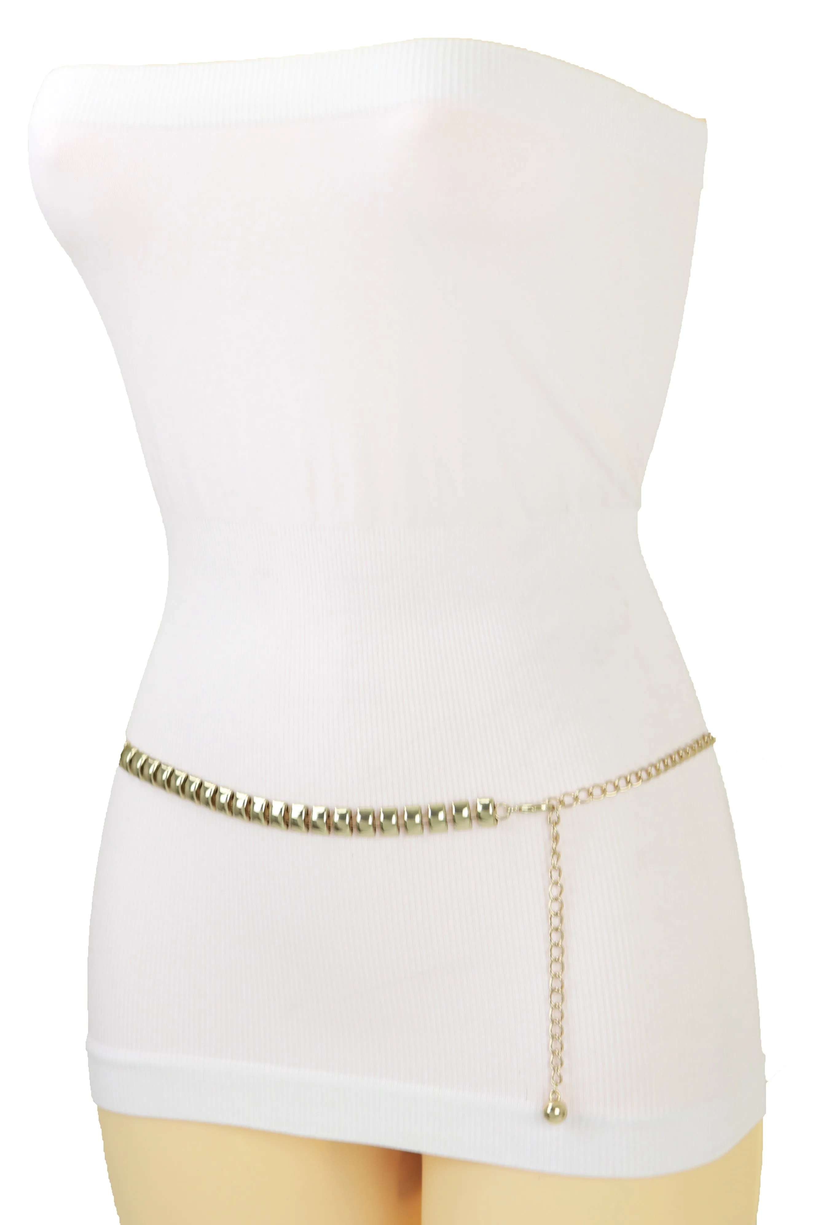 Gold Metal Chain Belt Square Charm S M