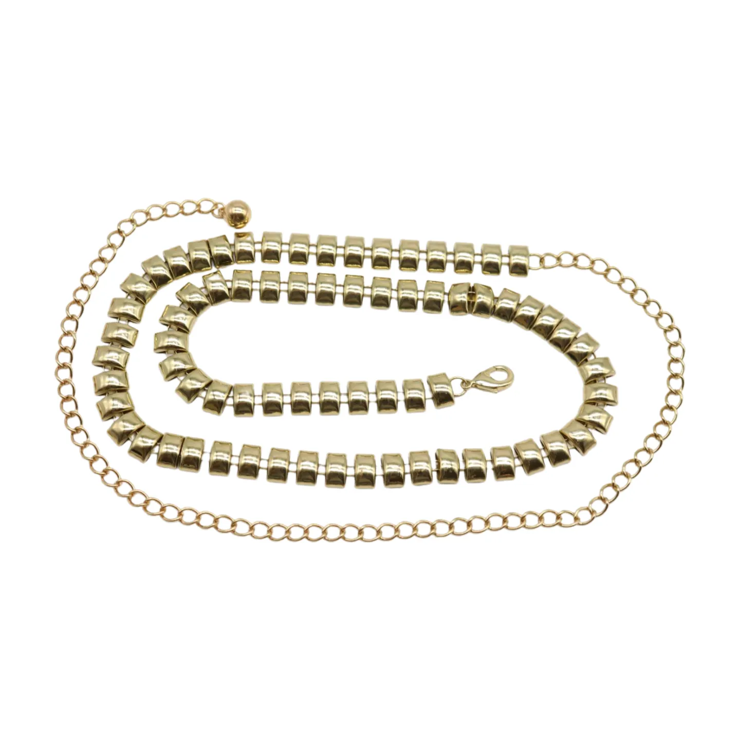 Gold Metal Chain Belt Square Charm S M