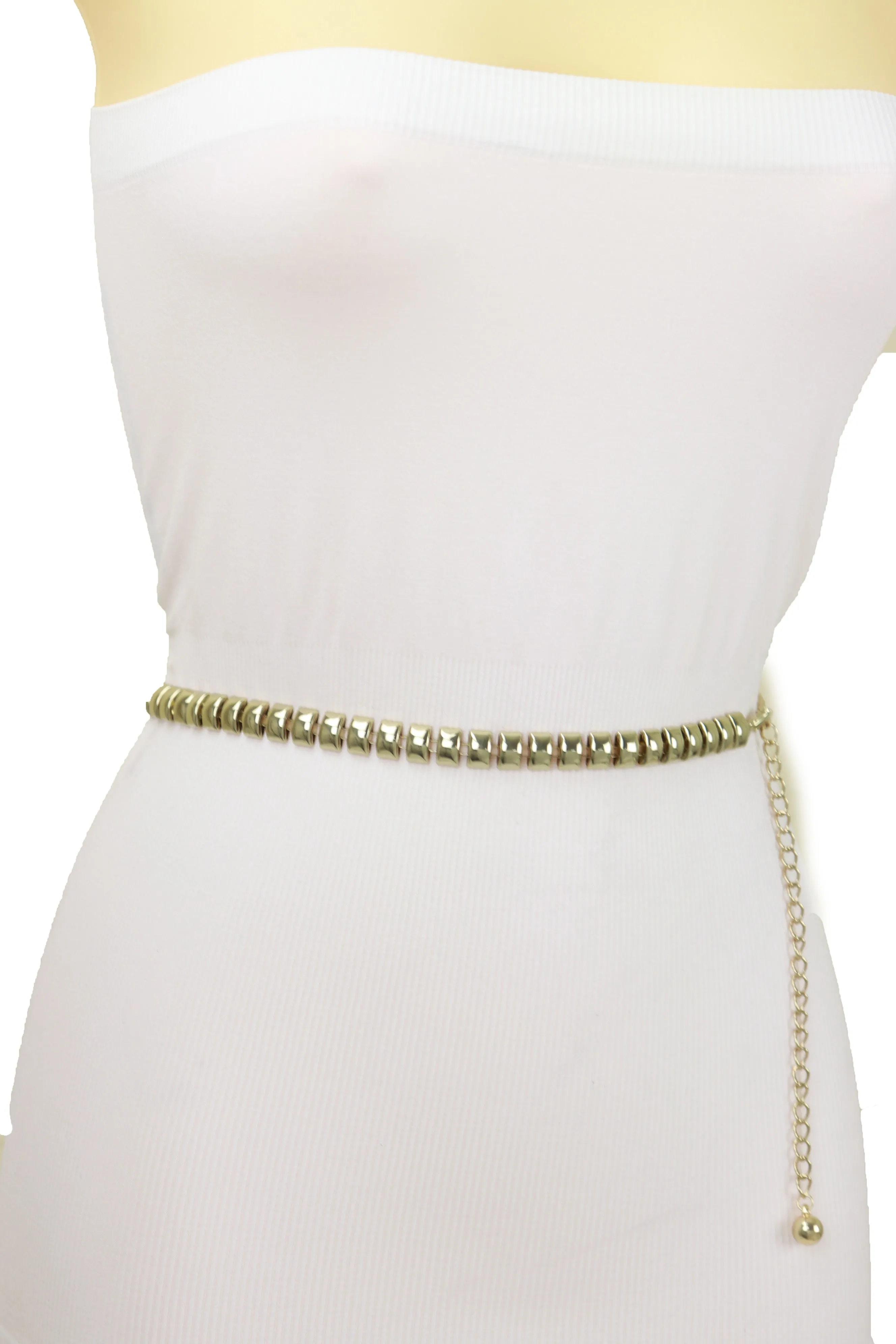 Gold Metal Chain Belt Square Charm S M