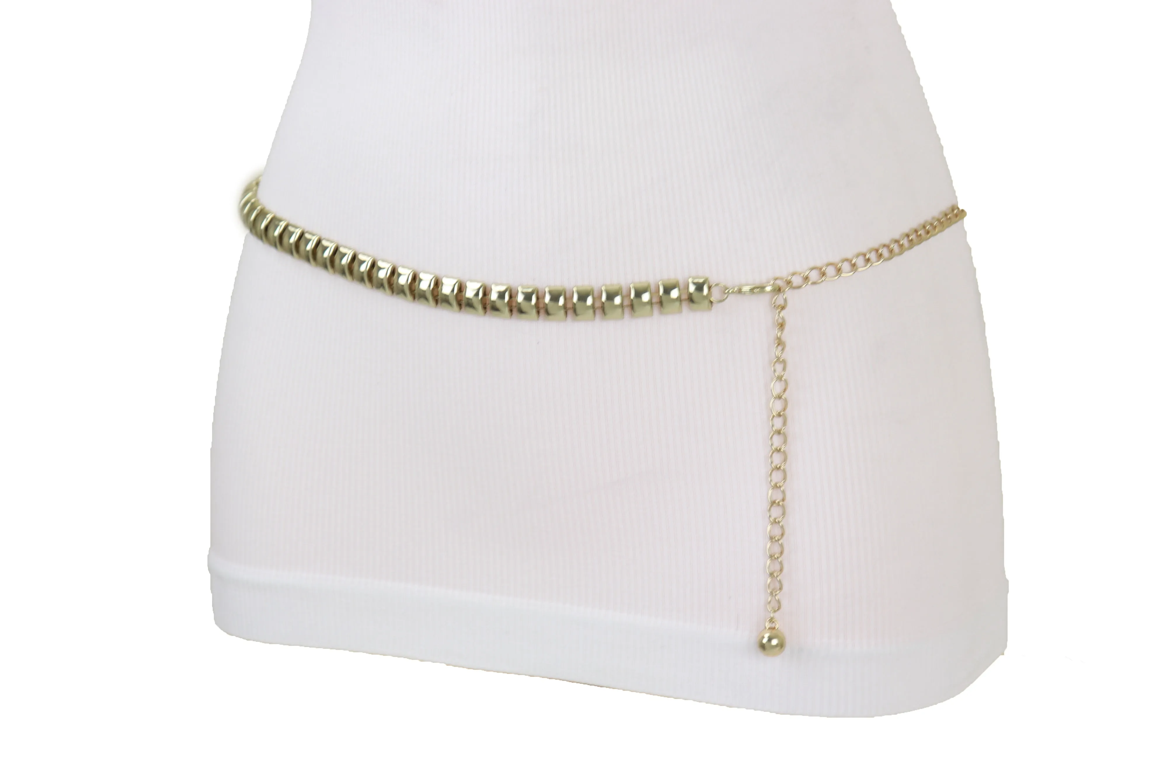 Gold Metal Chain Belt Square Charm S M