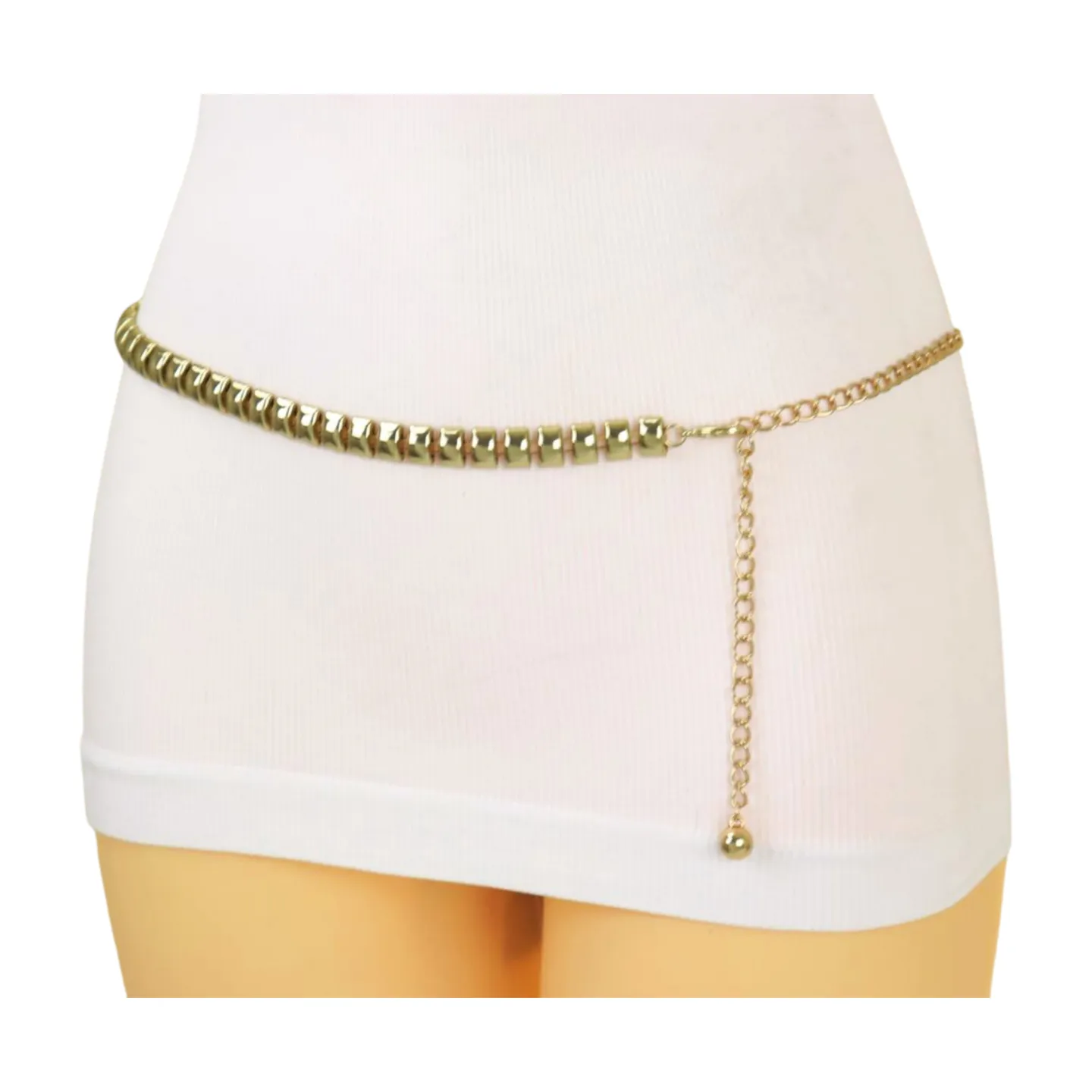 Gold Metal Chain Belt Square Charm S M