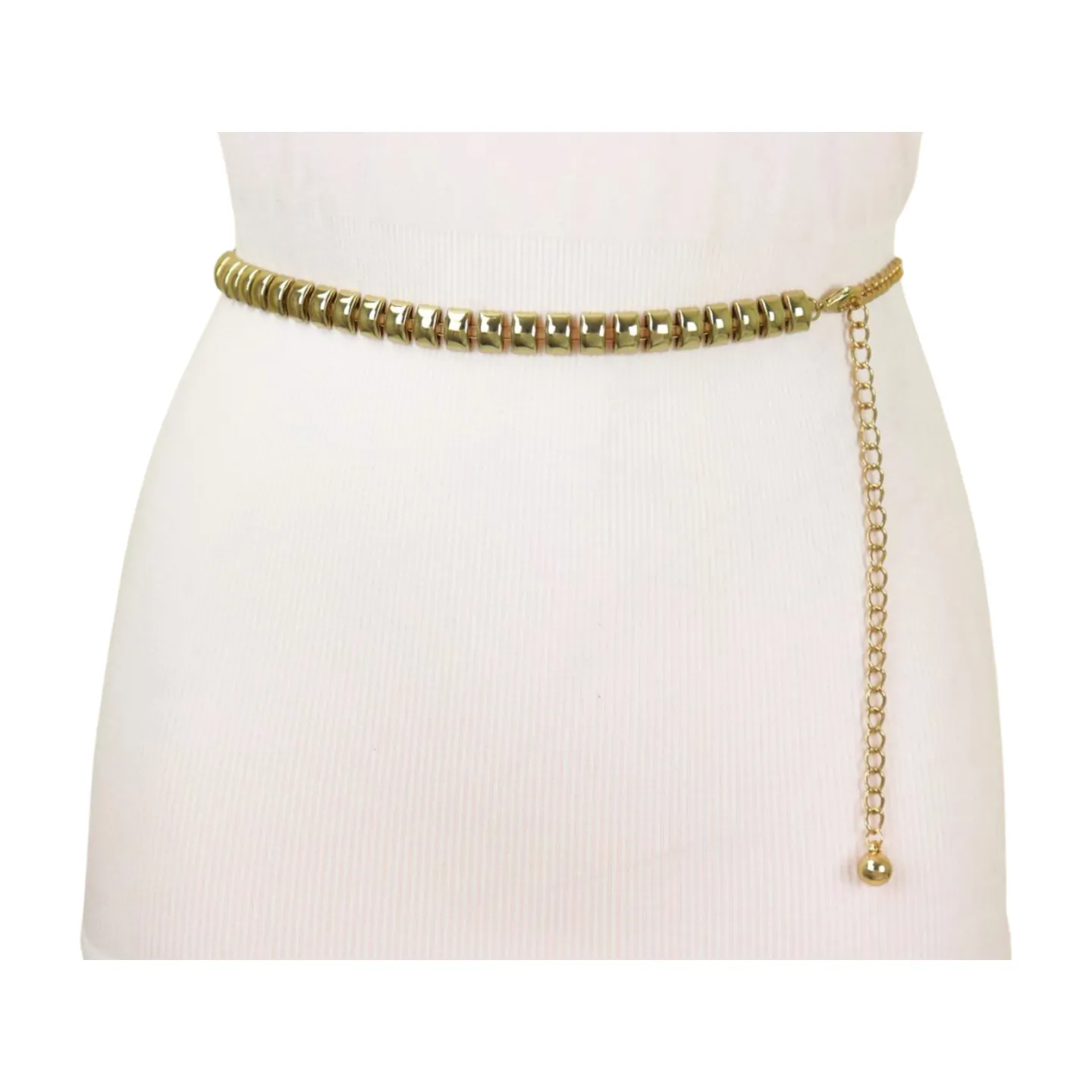 Gold Metal Chain Belt Square Charm S M