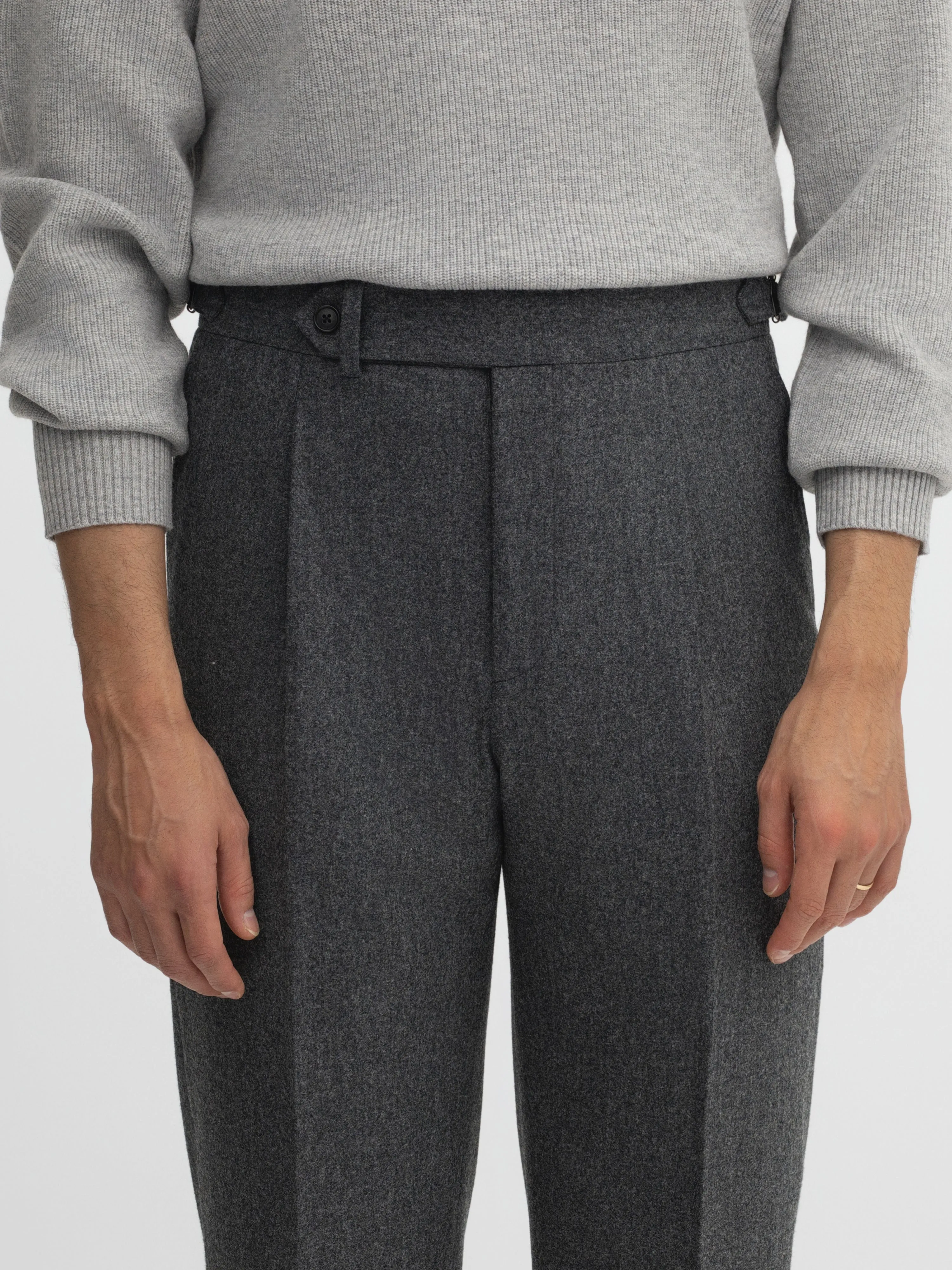 Grey Flannel Wool Oscar Trousers