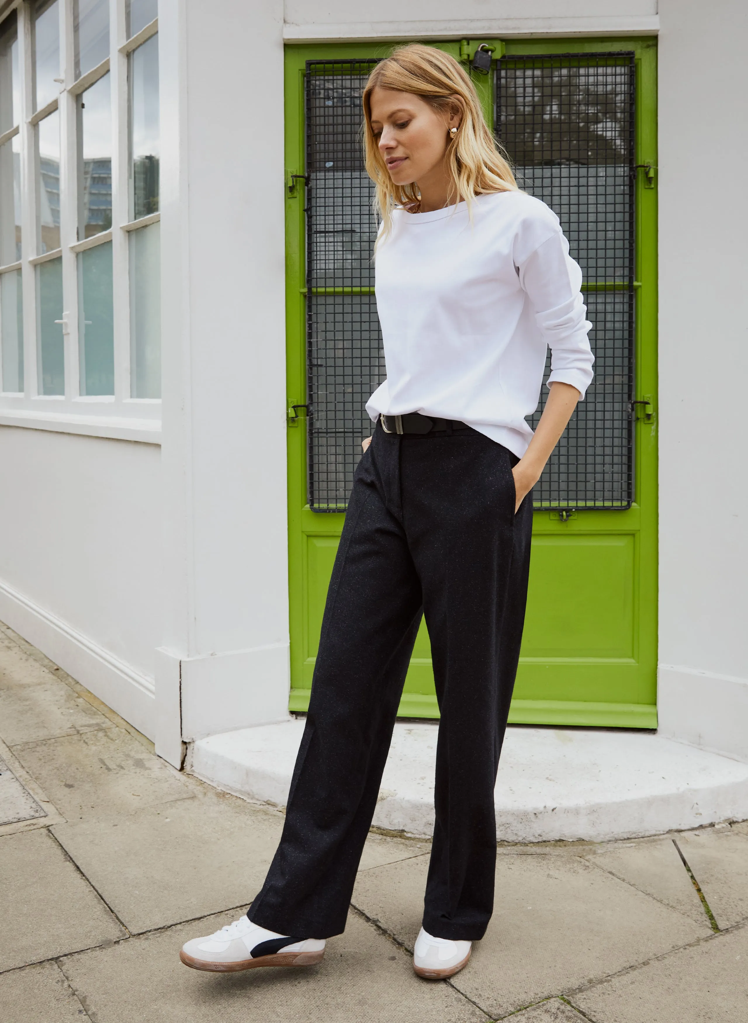 Gwynnie Wool Blend Wide Leg Trousers