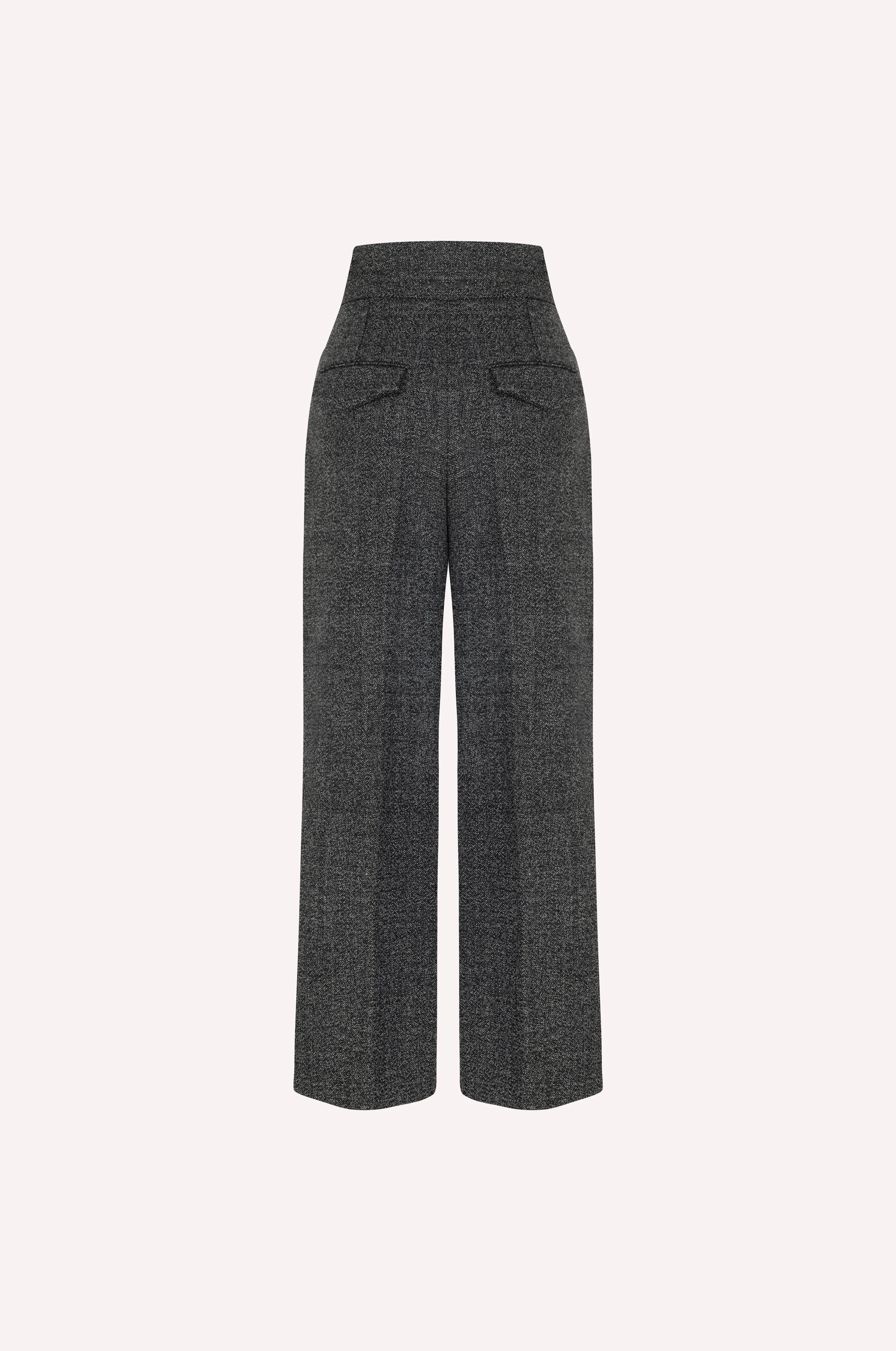 High-Waisted Wool Tweed Trousers