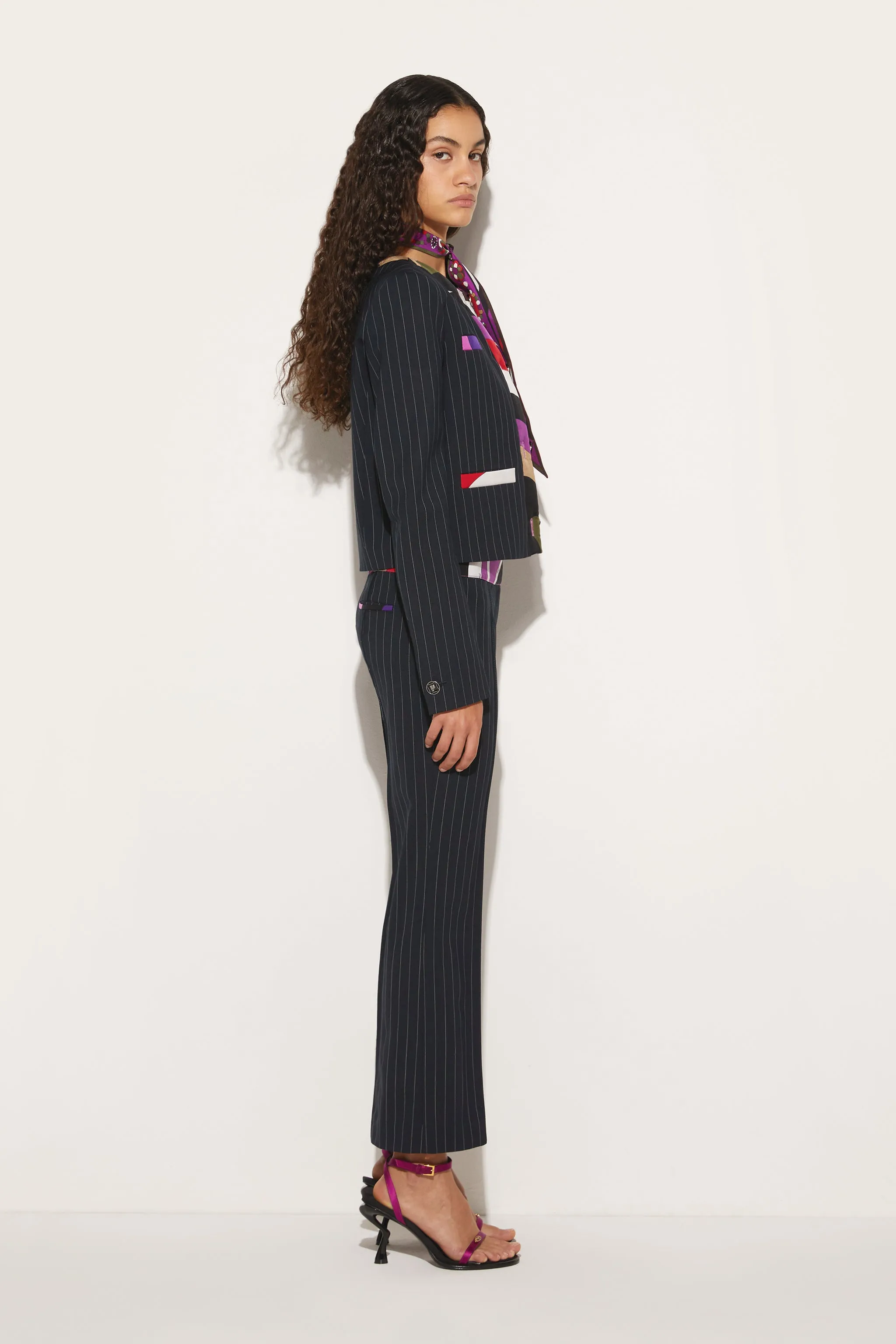 Iride And Cigni-Print Pinstripe Trousers