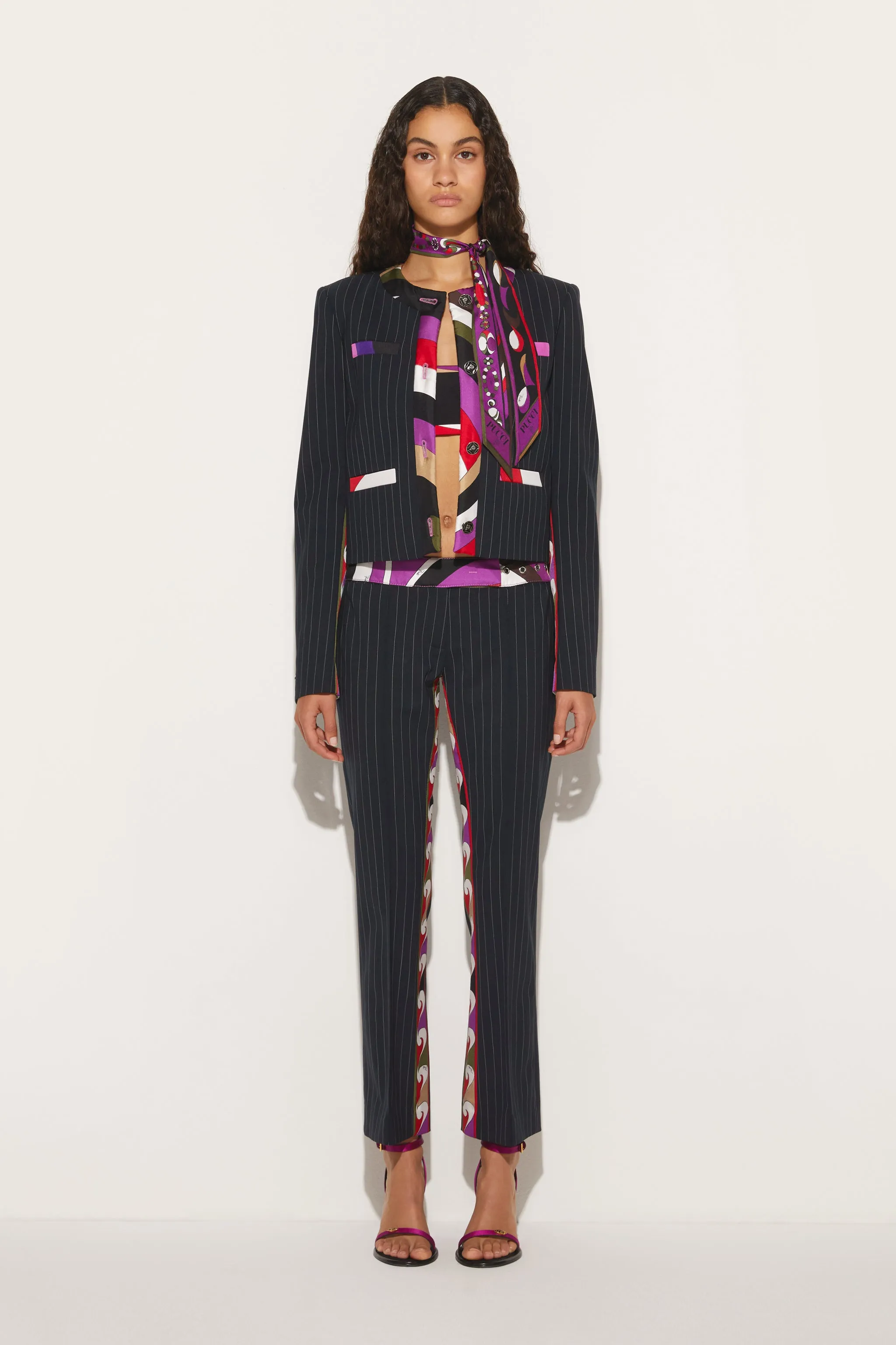 Iride And Cigni-Print Pinstripe Trousers