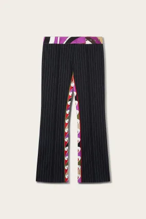 Iride And Cigni-Print Pinstripe Trousers