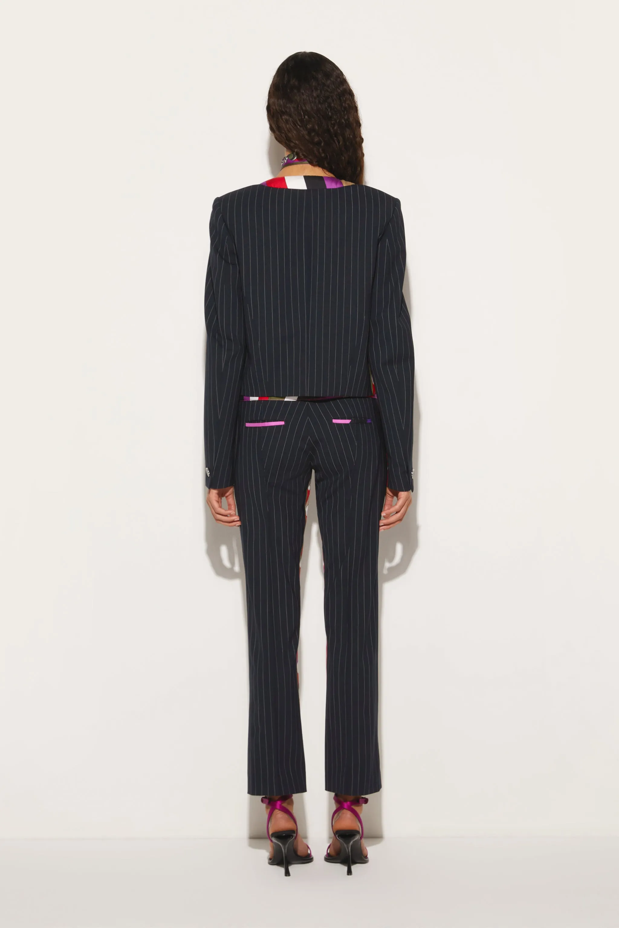 Iride And Cigni-Print Pinstripe Trousers