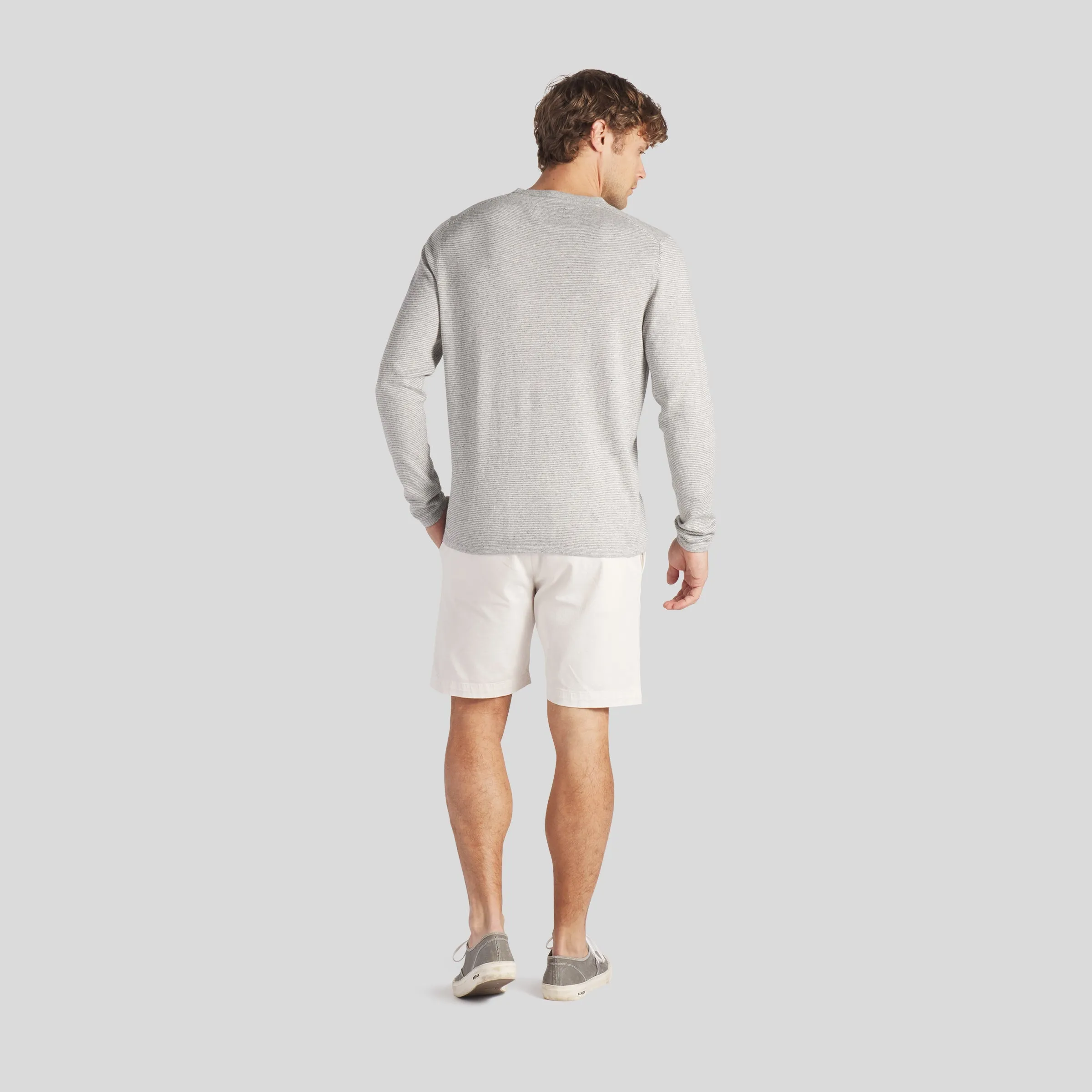 James Lightweight Crew Sweater - Gray Feeder Stripe