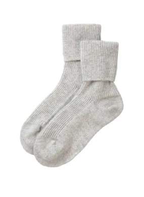 Ladies Cashmere Bed Socks - Glass Grey