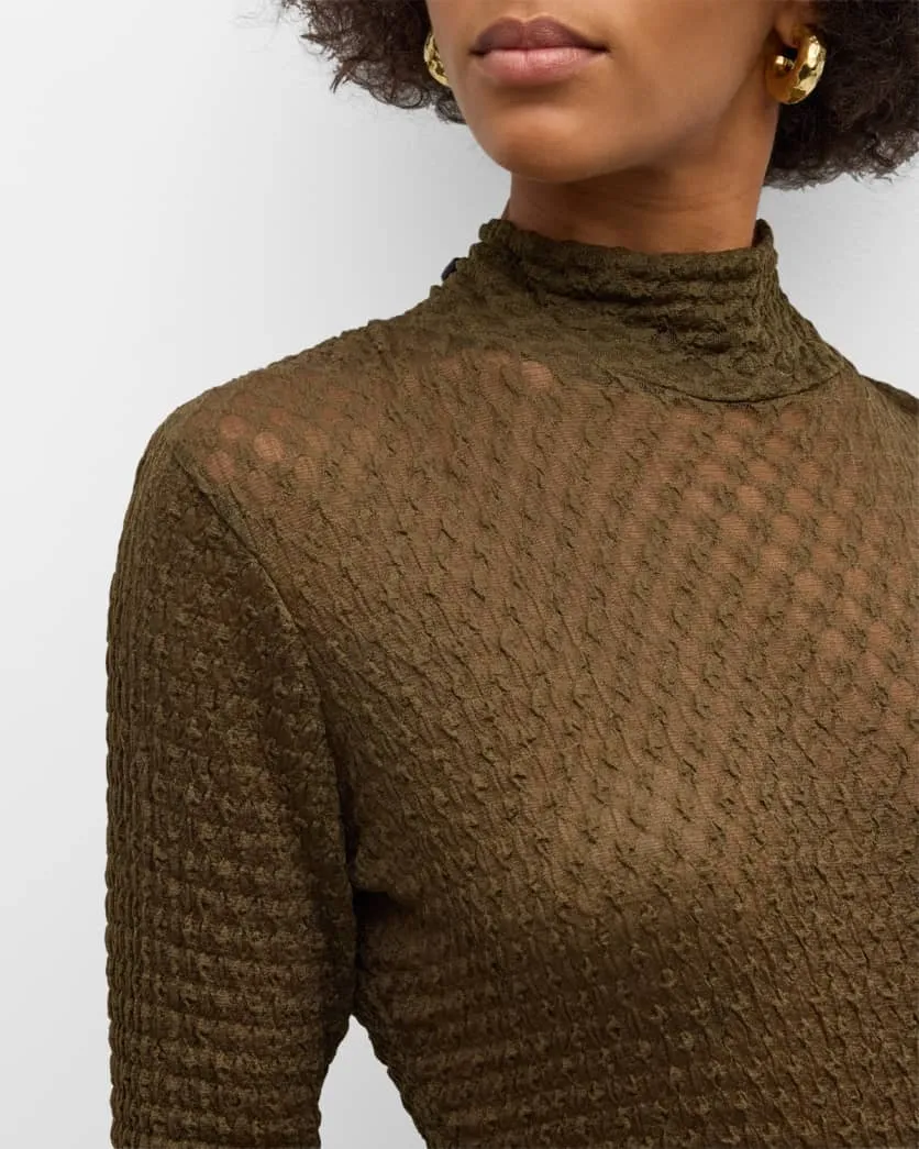 LWTS2059 Mesh lace turtleneck