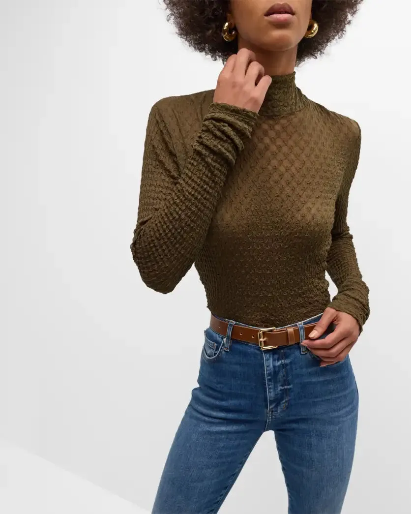 LWTS2059 Mesh lace turtleneck