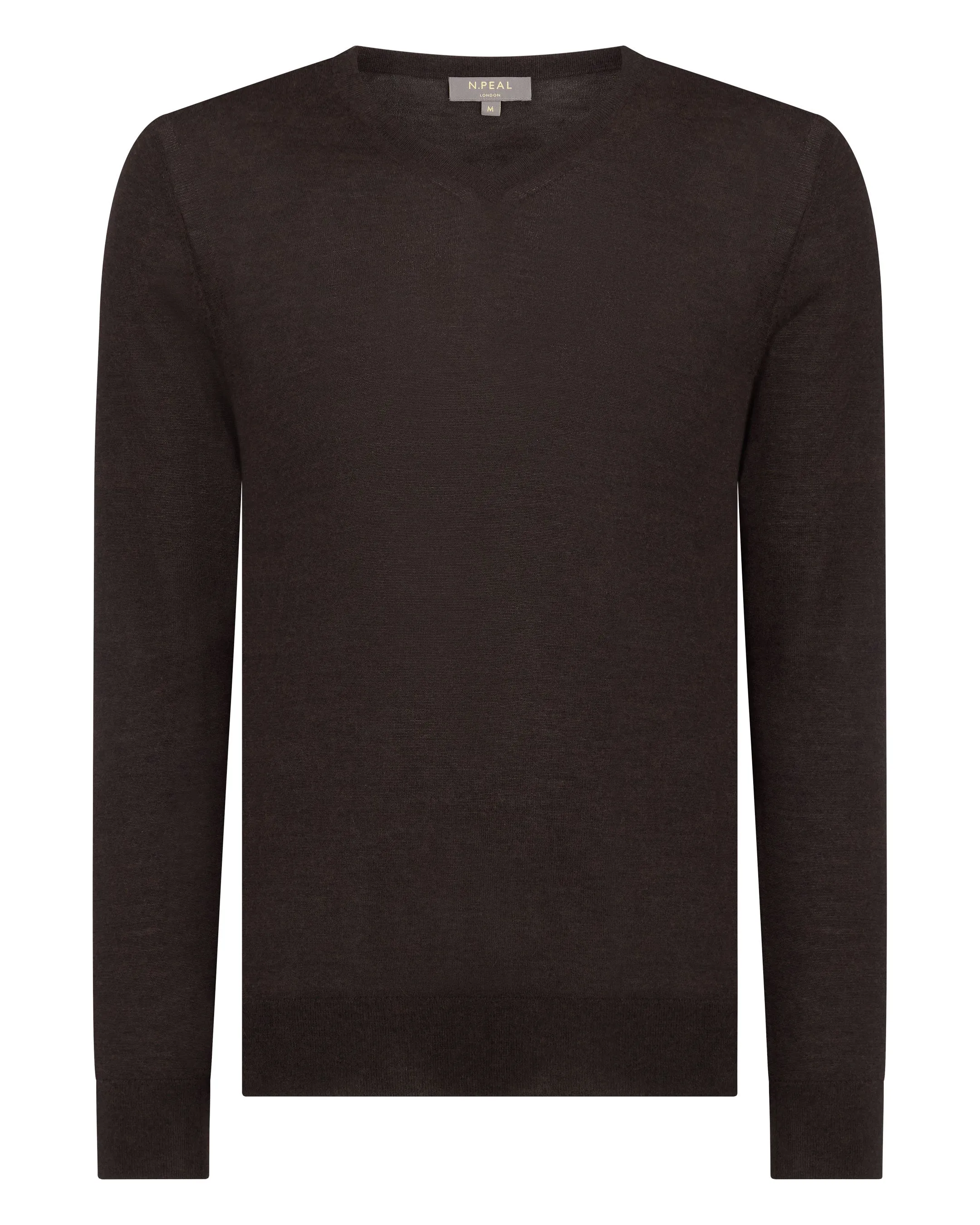 Men's Conduit Fine Gauge Cashmere V Neck Sweater Chocolate Brown