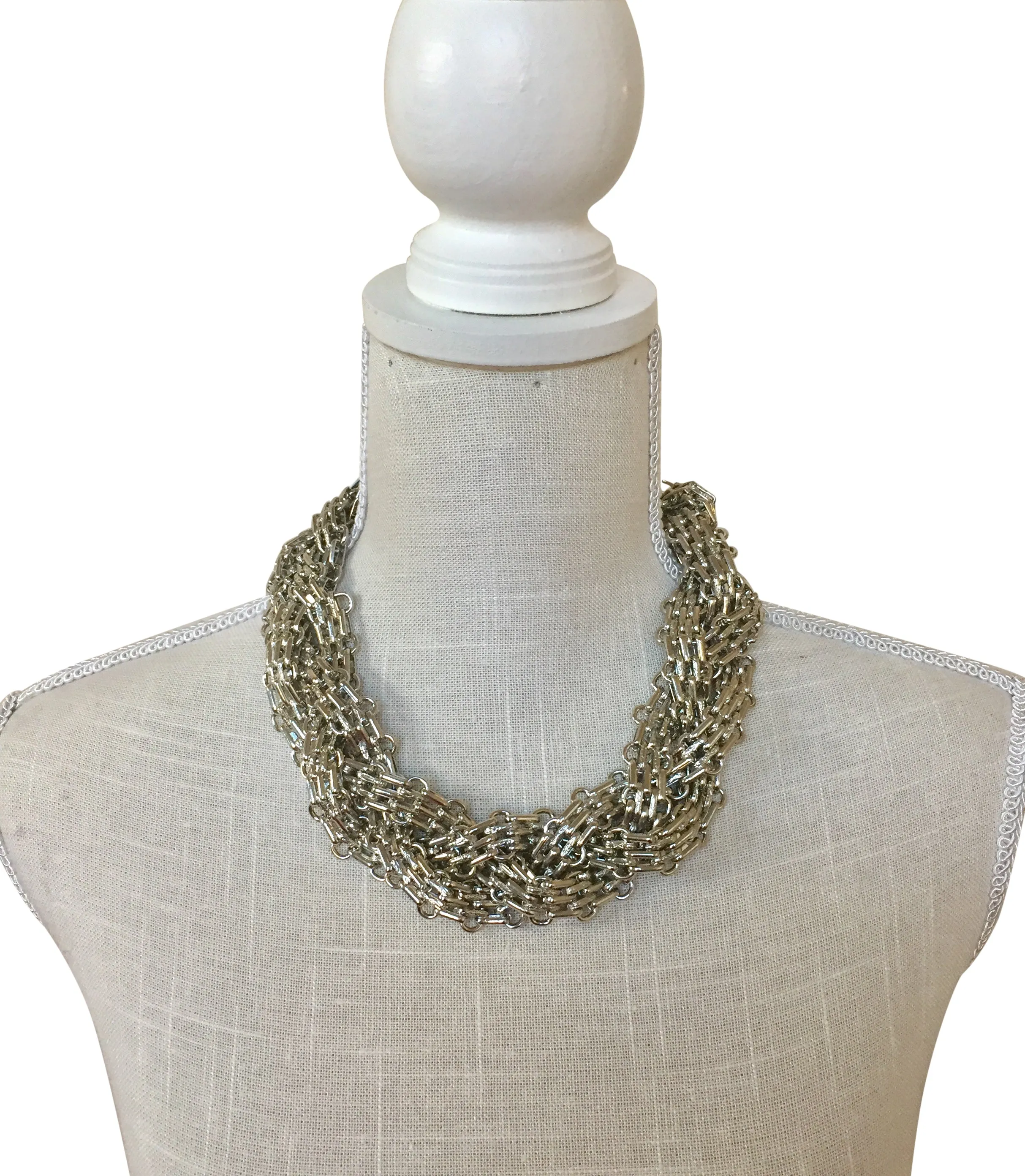 Mia Silver Braided Mesh Collar Necklace