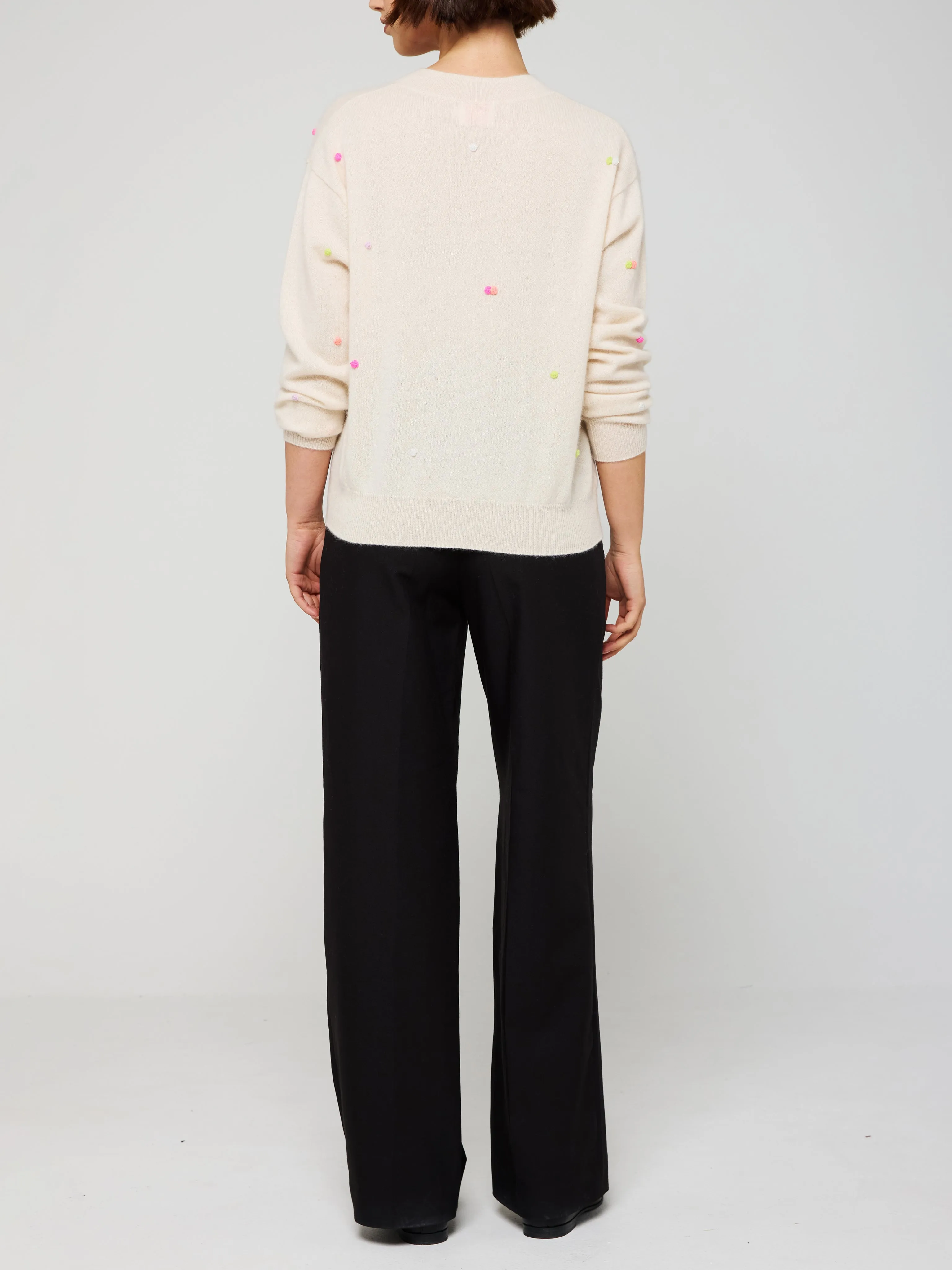 Millie Mini Pom Cashmere V-Neck