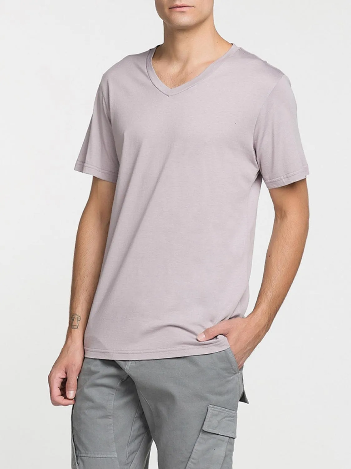 Modal Blend V-neck T-shirt Lavender