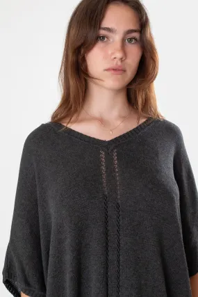 Pima Cotton V Neck Cocoon Sweater in Charcoal