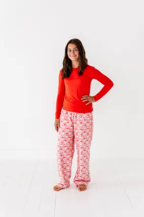 Plush Pants-Vintage Santa Pink