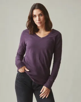 Premium Slub V-Neck Tee Long Sleeve - Grapeseed