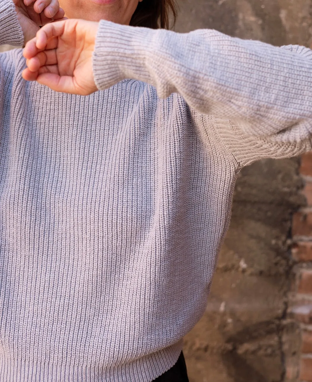 Pull On Sweater in Heather Blue