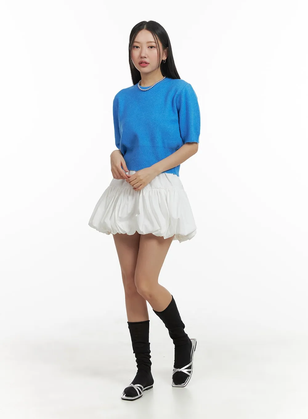 Shirred Bubble Mini Skirt OM428