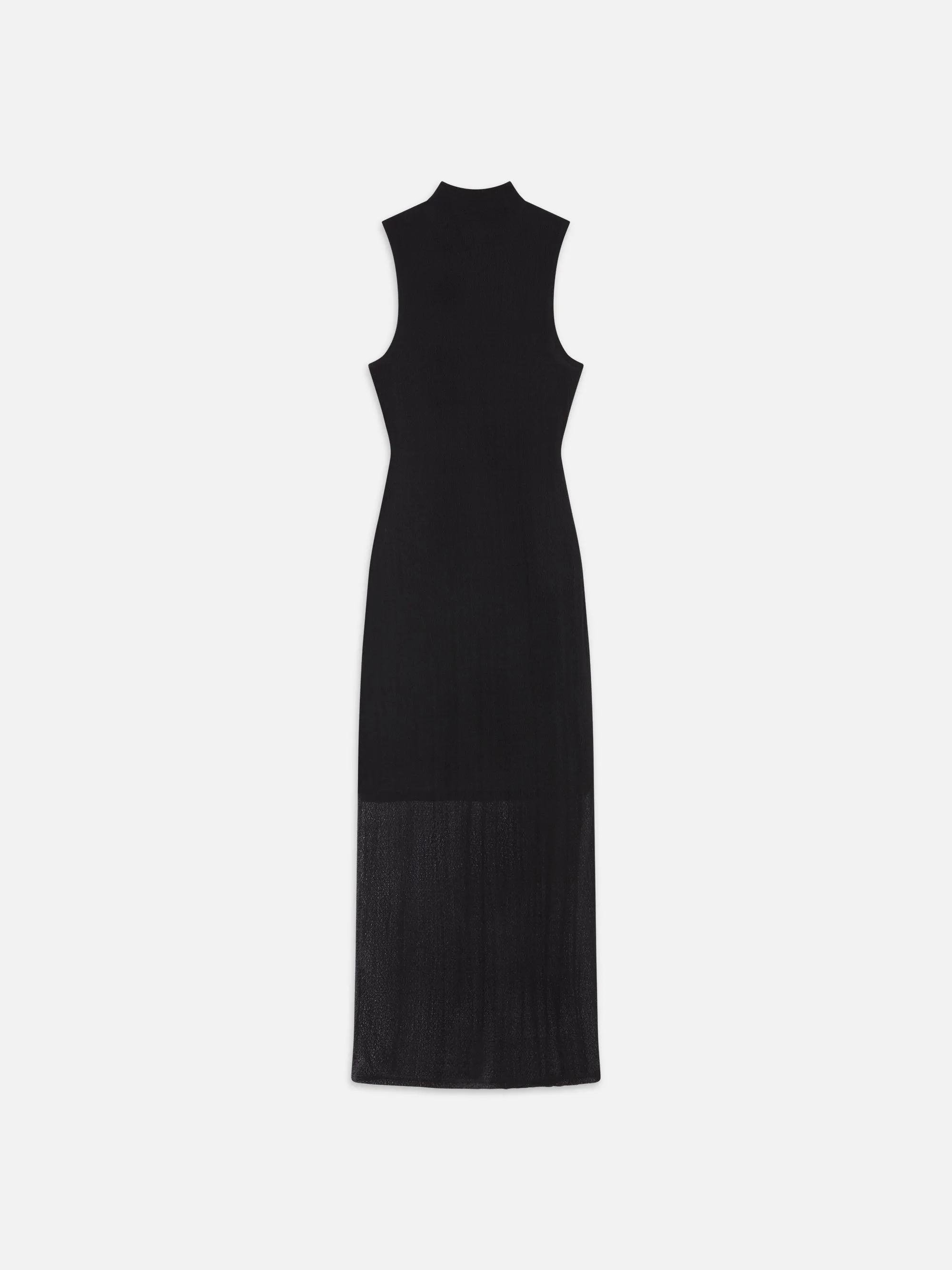 Sleeveless Mesh Mock Neck Dress -- Black