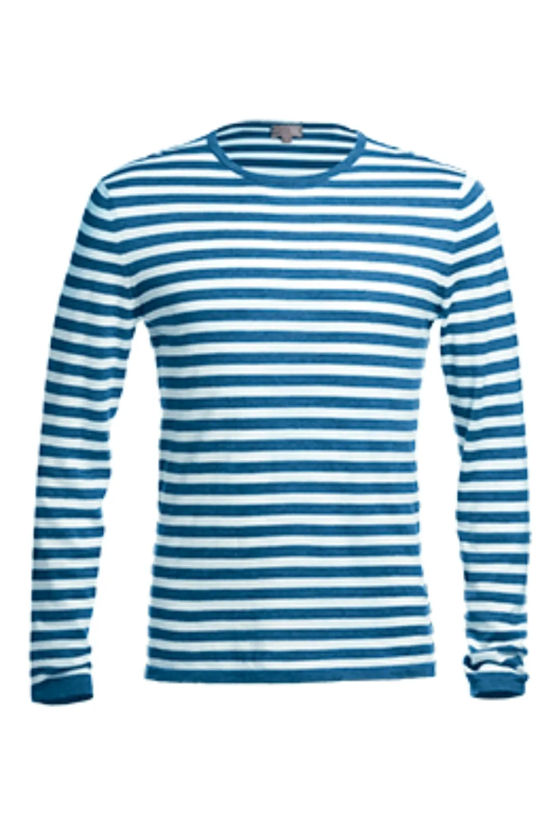 STRIPED COTTON CASHMERE CREWNECK