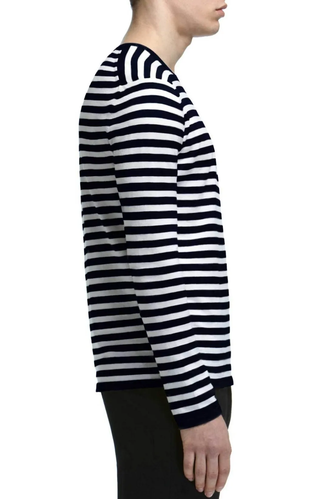 STRIPED COTTON CASHMERE CREWNECK