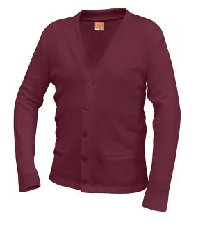 V-Neck Cardigan - Maroon