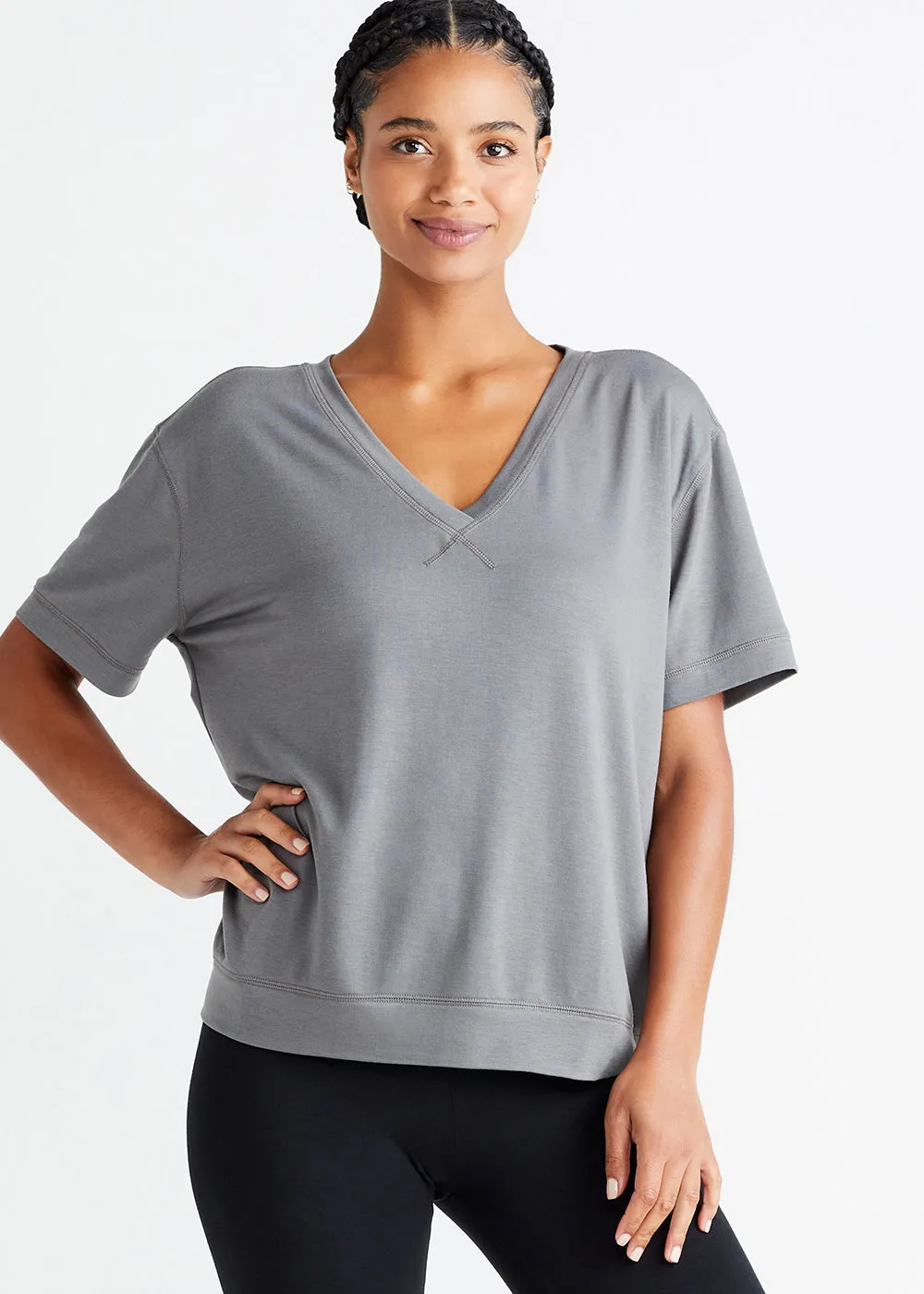 V-neck Lounge Tee - Baby French Terry