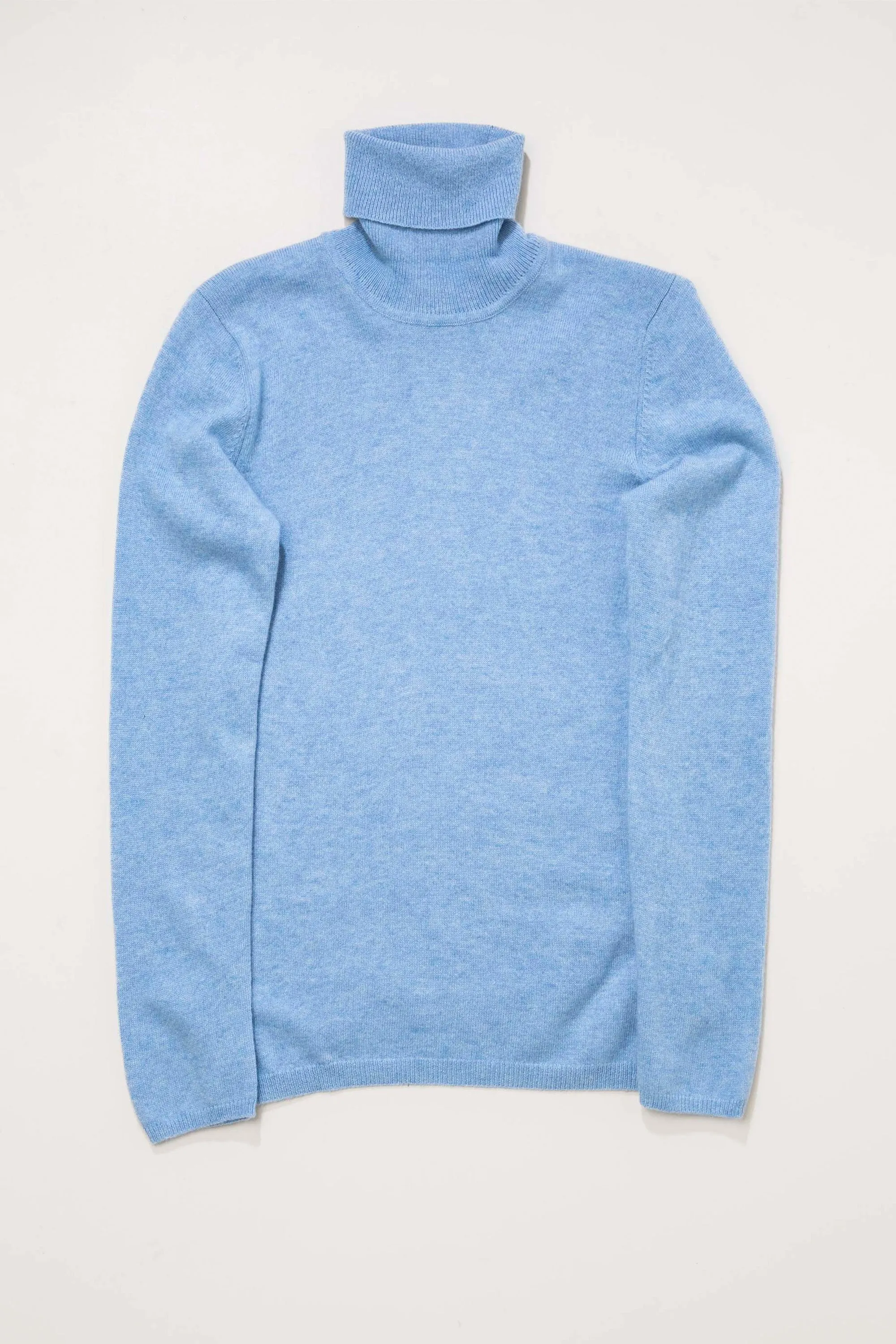 Women's Cashmere Polo Neck Jumper - Glacier