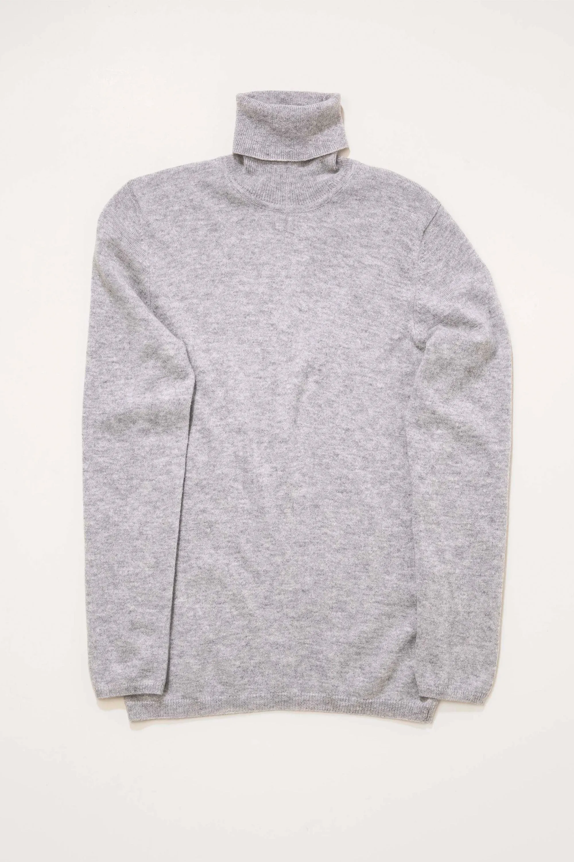 Women's Cashmere Polo Neck Jumper - Light Grey