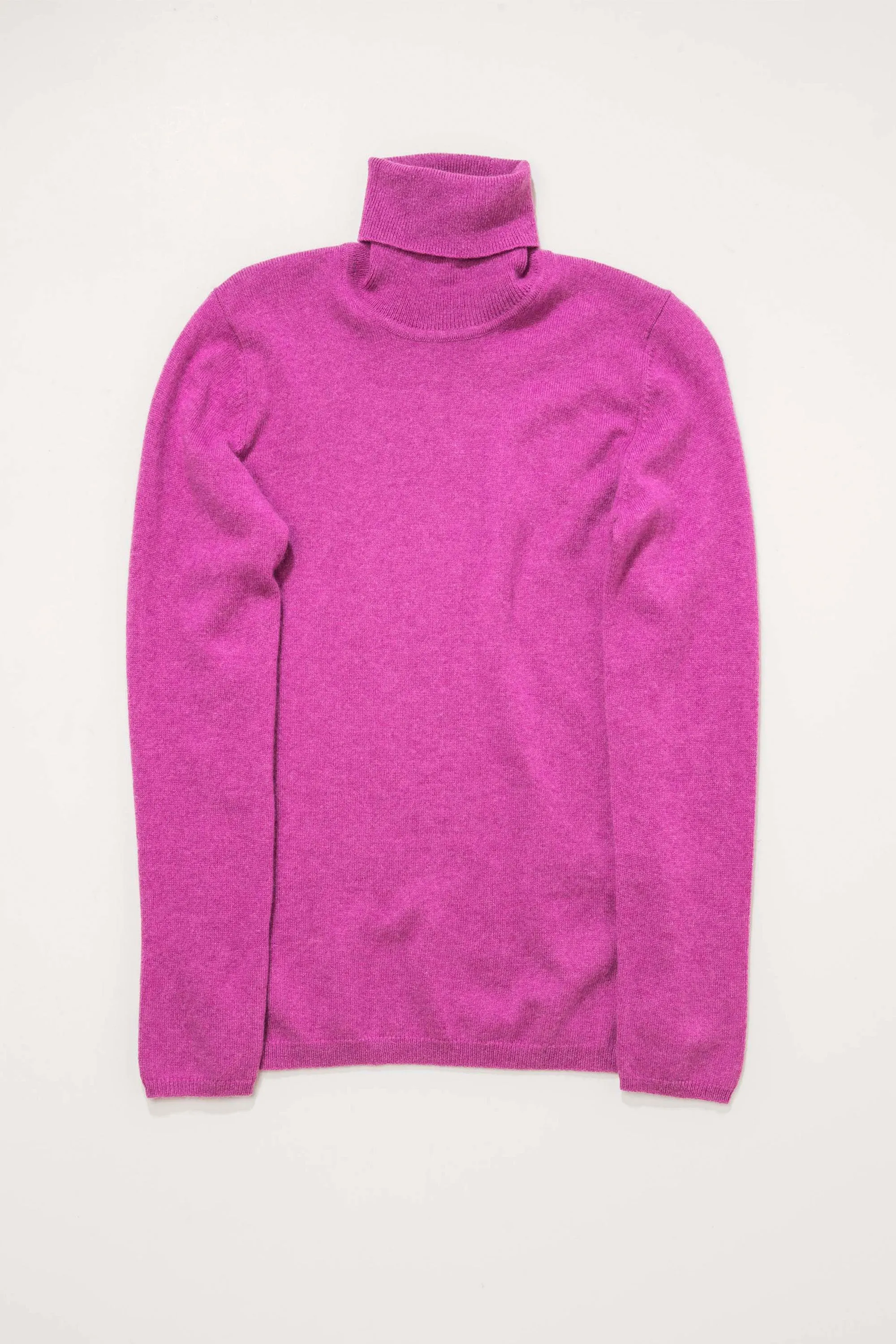 Women's Cashmere Polo Neck Jumper - Raspberry