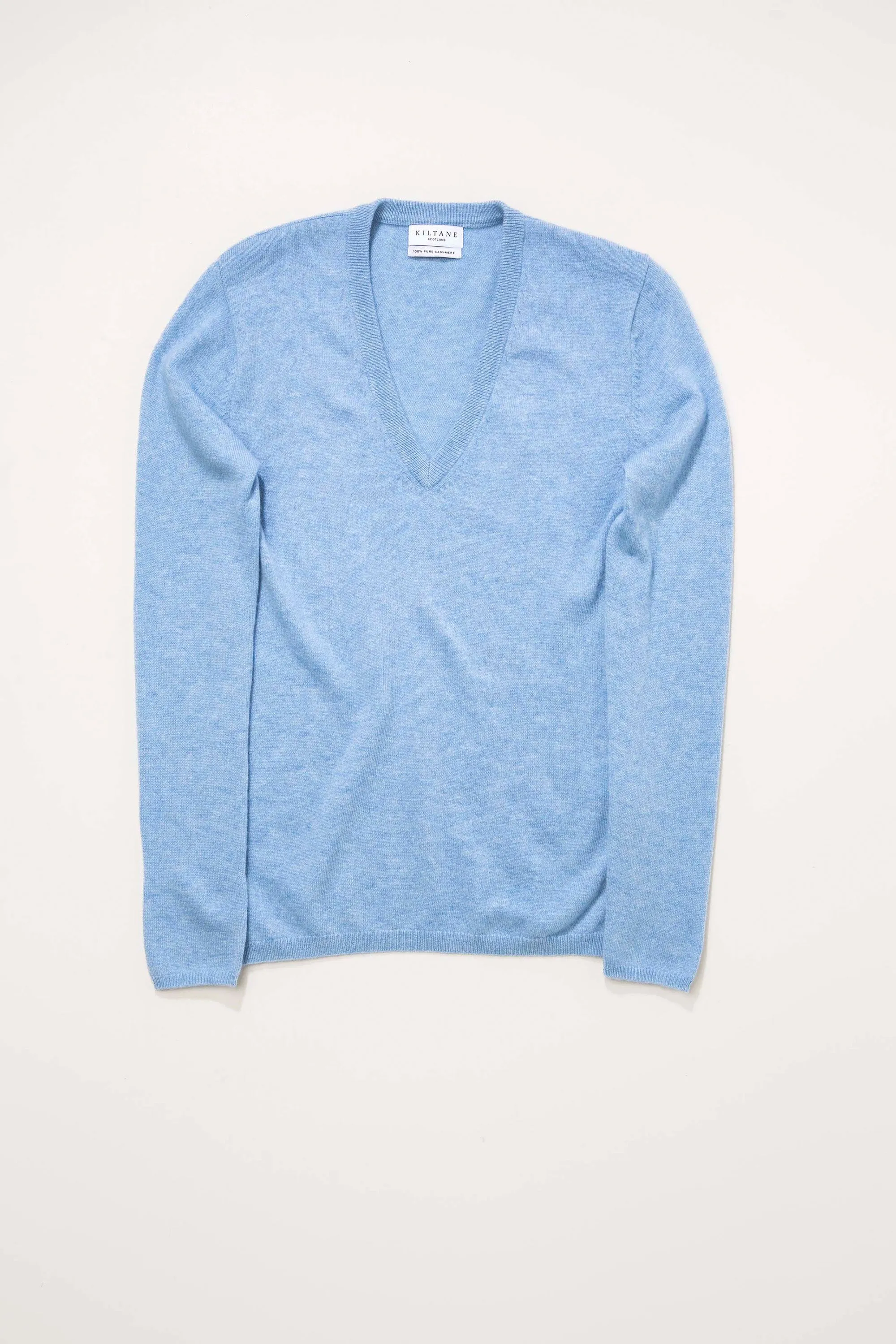 Women's Cashmere V Neck Jumper - Glacier