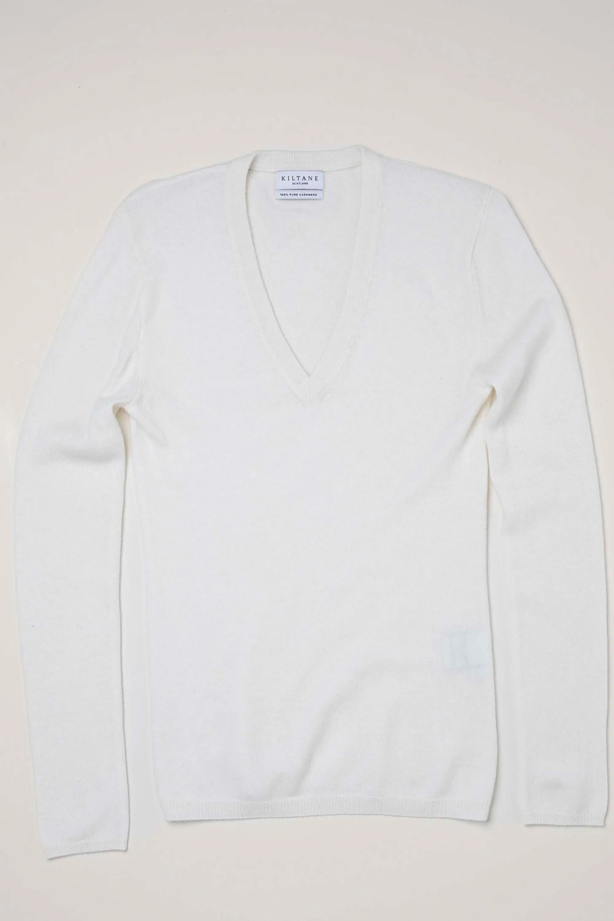 Women's Cashmere V Neck Jumper - Soft Cream